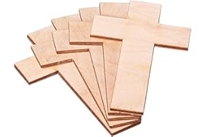 DECOCRAFT Large Wood Crosses for Crafts, 10 Pack, Unpainted Plywood Arts and Crafts Crucifix, DIY Red Poppy Remembrance Plaque and Memorial Displays, Unfinished Wooden Ornaments 10x6cm