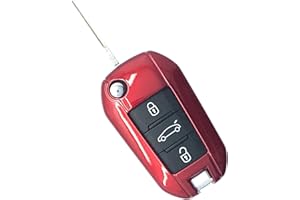 GENERIC Nordecco - Gloss Key Case Fits For Vauxhall Crossland X Grand X Corsa F Vivaro, CITROEN C3 Shine PURETECH Berlingo, 3 Button Key Flip (Red)