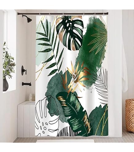 Duschvorhang Wald Motiv Mit Hirsch & Kiefern – Wasserdicht, 183x248 Cm, Inkl. Haken, 100% Polyester