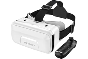 TECKNET VR Brille für Handys mit Griff, 3D Virtual Reality-Brille mit HD 110° FOV, Anti-Blaulicht & einstellbaren Gängen, Komfortables VR-Glasses für iPhones, Samsung und Android-Smartphones 4.7-7.2"