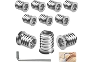 BOUMVID Tuercas Roscadas Hexagonales Insertos de Madera M6 x 15mm, 10 Piezas Tuercas de Insertar Roscados Hexagonal Remaches, Tuerca de Inserción Cabeza Plana para Muebles de Madera