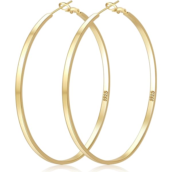VEEDOFA Gouden en zilveren oorringen voor vrouwen, hypoallergeen, 14K goud gecoat, lichtgewicht 925 sterling zilveren paal, grote oorringen voor vrouwen, sieradencadeaus 30/40/50/60MM