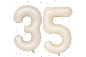 UDRKFOPK Beige Balloon 35, Numbers Balloon Beige, 40 Inch Foil Balloon 3 & 5, Beige Number Balloon 35 Helium Balloon 35th Birthday for 35th 53th Birthday Decoration Woman Man Anniversary Party
