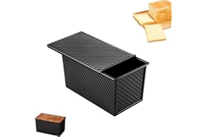 AARCYYE Moule a Pain de Mie, 450G Outils de Cuisson du Pain de Mie, Plaque à pain à Porte Coulissante, avec Trous D'aération, Convient pour la Cuisson du Pains et des Pâtisseries, Noir