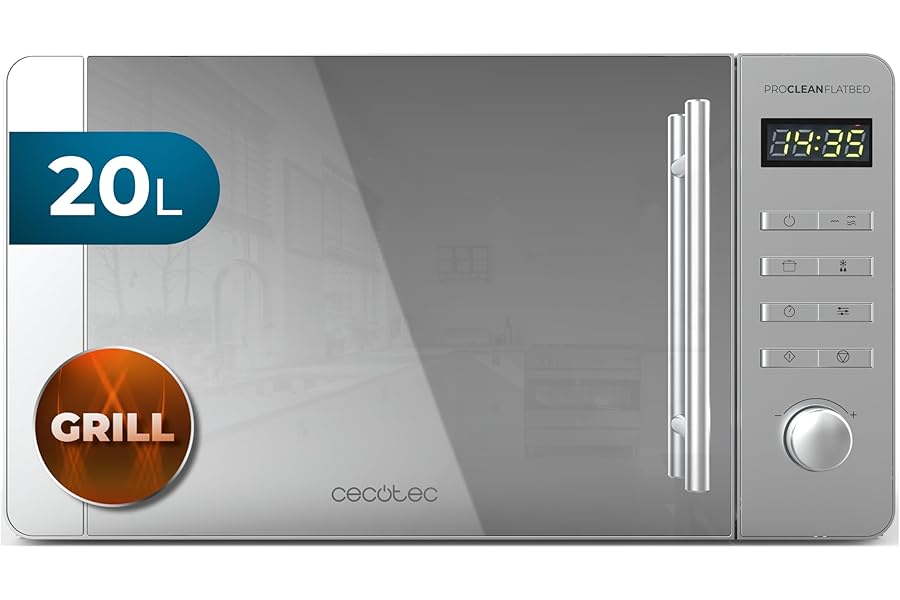 Cecotec Proclean 5120 20L Flatbed Stainless Steel Microwave Oven, 700W and Grill 800W, 8 Programs, LED Screen, Mirrordoor Design, Ceramic Interior, Timer 30 Min, 3Dwave Technology4.2 out of 5 stars707€71.90