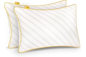 Cosi Home® Ergonomiczna Poduszka Chłodząca z Pianki Pamięci, Zapamiętująca Kształt, Z Bambusową Poszewką, Wypełnione Żelem Chłodzącym, Regulowana Wysokość, 2 szt w Zestawie