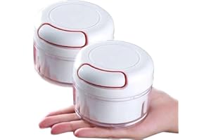 CYQACLSF Mini Hachoir Manuel-2 Pièces Presse Ail Inox Mixeur Manuel Avec Système D'assistance Coupe Oignon De Cuisine,Presse À Ail (Blanc) Les Fruits, Les Oignons, L'ail, Les Tomates Ecrase Ail