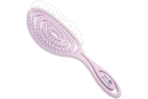 Head Jog 08 Paddle Brush with Flexible Soft Pin Bristles – Gentle Brushing Straw Brush, Detangling for Wet or Dry Hair – Suitable for Straight, Curly and Wavy Hair Types (Original Collection Heather)
