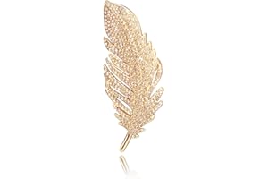 MABAHON Fashion feather brooch,brooches for women uk,fashion crystal delicate feather brooches elegant crystal brooch Clothing Accessories for dresses, sweaters and scarves (silver)