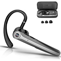 Auricolare Bluetooth Singolo V5.4 Con Doppio Microfono, 20 Ore Conversazione, Gancio Girevole, Per Lavoro E Guida