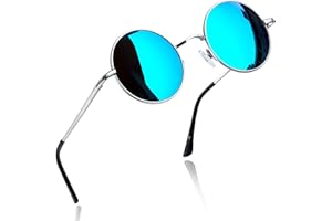 Joopin Occhiali da Sole da Uomo Donna Rotondi Polarizzati Protezione UV400 Retro Vintage Piccoli Metallo Tondi Occhiale da Sole