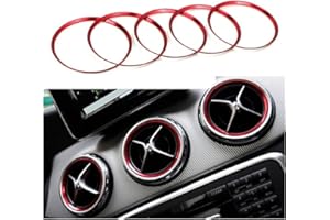 AFTERMAP 5 Pcs/Set Red Air Vent Air Conditioning Outlet Vent Ring Trim Cover compatible for Mercedes Benz A B CLA GLA CLA Class W176 W246 C117 X156 AMG 2012-2018 Class Cars (Red)