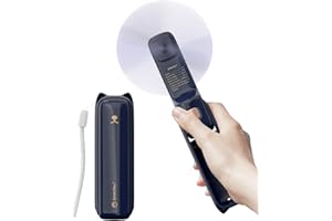 LETSCOL Handheld Mini Fan, 3 in 1 Hand Held Fan, Portable Travel Fan, Small Foldable Pocket Fan, Personal Desk Fan with Power Bank, Flashlight for Adults Women Makeup (Blue)