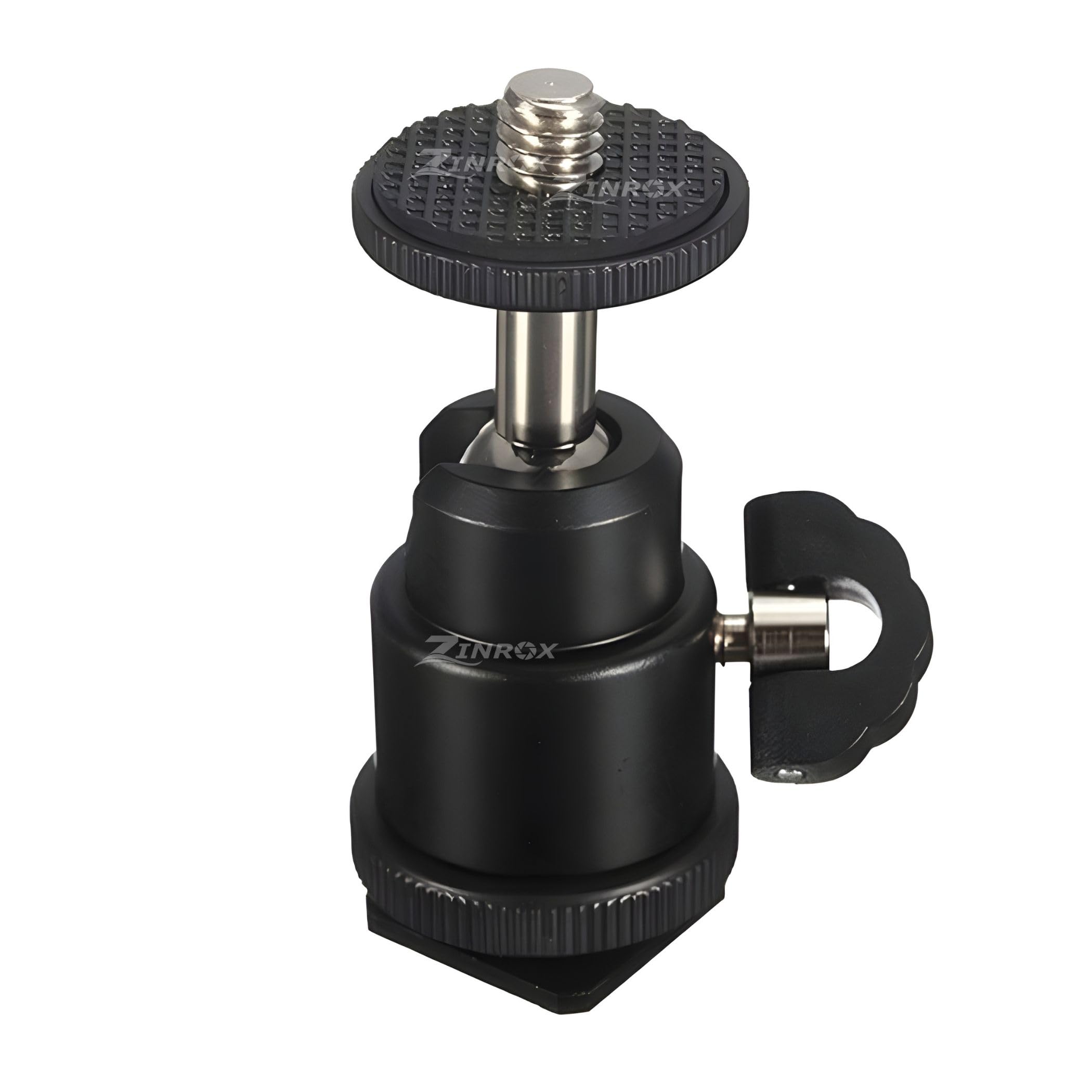 ZINROX® 1/4" Mini Tripod Ball Head Adapter | Multi-Purpose Adjustable Swivel Mount for DSLR Cameras, Ring LED Light, Video Lights, and Monitors