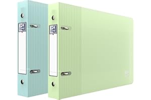 OXFORD Lot de 2 Classeurs A5 pour Fiches Bristol, 2 anneaux, Couleurs Bleu et Vert Pastel