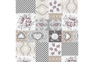 Kt KILOtela - Tela por metros de loneta estampada digital - Ancho 280 cm - Largo a elección de 50 en 50 cm | Cuadros con corazones y rosas, gris