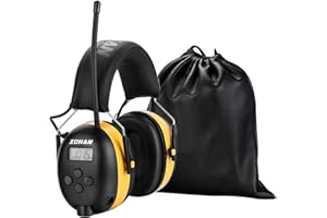 ZOHAN 042 Cuffie radio anti rumore cuscinetti auricolari sostituibili, protezione dell'udito FM/AM con borsa da trasporto, SNR 30dB per falciatura/costruzione/falegnameria/tempo libero