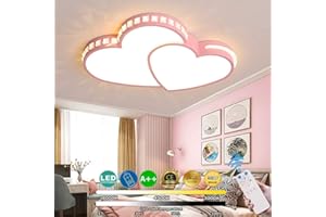 RRBEST LED Plafoniera Moderna Telecomando Dimmerabile Ragazzi Ragazze Lampadari Cuore Paralume Luce Cameretta Bambini Ragazzi Ragazze Soggiorno Camera Da Letto Illuminazione Lampada Soffitto (Pink,62CM/36W)
