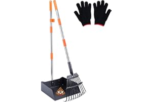 HAPPY HACHI Zestaw łopatek do odchodów i grazaków, z uchwytem o długości dla dużych i małych psów, Pooper Scooper z pojemnikiem do usuwania odpadów z zwierząt, idealna do trawy, żwiru, brudu