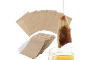 Hrippy Bolsas De Filtro De Té De Pulpa De Madera Natural para Té Suelto, Bolsas De Té Biodegradables De 100 Piezas Bolsas De Té Vacías con Bolsas De Infusores De Té Ecológicos con Cordón