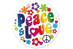 YOUNIKAT Sticker Peace & Love I Ø 10 cm I Flower-Power Flores Hippie motivo I para ordenador portátil maleta puerta scooter coche adhesivo I resistente a la intemperie I kfz_260