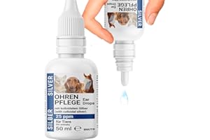 BMUT 1 x 50 ml gotas para los oídos para perros y gatos con plata coloidal – 25 ppm – cuidado de oídos, picor, enrojecimiento