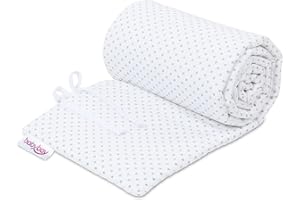 babybay Cot Bumper Piqué Suitable for Boxspring XXL White Dots Pearl Grey
