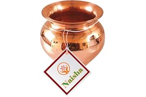 NAISHA Indian 100% Copper Kalash, Lota for Puja Wedding Purpose Temple Decoration 650 ML (11 cm, Height)