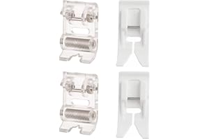 Pied-de-Biche Anti-Adhérent en Téflon et Pied à Rouleau,Guador Pied Presseur Machine à Coudre Domestique Pied de Biche de Rouleau avec Roue Pied-de-Biche Zig Zag Pied à Rouleau Pied en Téflon 4PCS