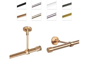 MDEKOR Tringle à rideaux 160 cm - Tringle à rideaux pour montage mural ou au plafond - Cuivre en métal - Diamètre : 19 mm