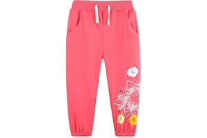 TEDD Girls Trousers Cotton Rainbow Pattern Sweatpants School Jogging Tracksuit Harem Pants with Pockets for Kids Age 1-7 Years