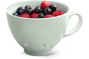 Zeal Berry Colander Cup, Small Hand-held Cup Shape Melamine Strainer/Sieve, for Washing & Draining Fruits, and Berries (10cm) - Sage Green