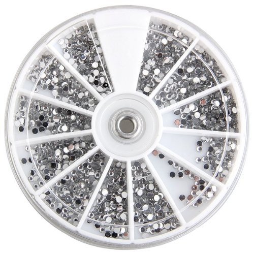 SODIAL(R) 3000 Pcs Crystal Glitter Rhinestone Nail Art Tips Decoration 2mm+Wheel Beauty