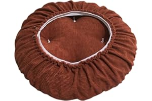 DHAEY Hocker Bezug Weinrot, Sitzkissen rund, Hockerbezug rund Stretch aus Leinen, Memory Foam Kissenbezug, Dicke 7cm, rund Bar Bezug Durchmesser 35cm