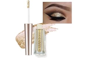 GL-Turelifes Glitter Liquid Eyeshadow Pen Starry Sequins Mermaid Eye Shadow Long Lasting Shiny and Pigmented Waterproof Sparkling &Shimmer Eyes makeup (#1 Light Gold)