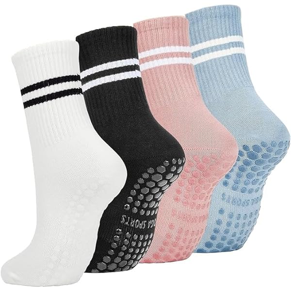3 Paia Calzini Antiscivolo Yoga Donna | Cotone Morbido Con Grips In Gomma - Foto 8