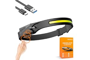 LED-pannlampa med 600 lumen: USB-uppladdningsbar, 230° bred stråle, IPX4 vattentät, rörelsesensor, 5 lägen, 1200 mAh - perfek