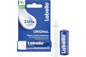 ‎LABELLO Labello Original Lippenpflegestift, hochwirksame Lippenpflege mit Sheabutter, Vitaminen und natürlichen Ölen, Lippenbalsam für mehr als 24h Feuchtigkeit (4,8 g)