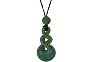 81stgeneration Collana Pendente Unisex Intagliato a Mano Giada Nefrite Pietra Verde Maori Doppio Pikorua