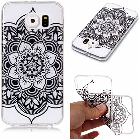 Galaxy S6 Edge Gel Case, Samsung Galaxy S6 Edge Clear Case, Edaroo Slim Thin fits Transparent Clear Soft Silicone Rubber Gel Rubber Protective Backcase Cover Bumper Shell Case for Samsung Galaxy S6 Edge - Black Manadala
