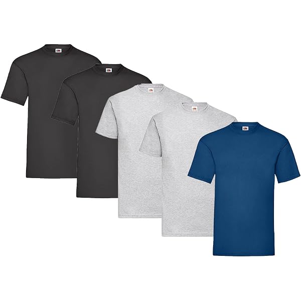 Fruit Of The Loom Herren T-Shirt 5er Pack | Grau & Olive | Größen Von M Bis 5XL | Inkl. Gratis Notizblock | Ideal Für Freizeit & Beruf