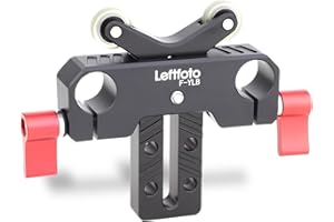 LEFTFOTO Y-förmige Objektivhalterung, Teleobjektiv-Halterung mit eingebauter Riemenscheibe, für spiegellose DSLR-Kamera, Filme, Schulter-Rig mit 15 mm Stangen, höhenverstellbar