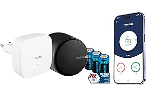 tedee Go Smart Lock ricaricabile con WiFi e Bluetooth per accesso remoto, serratura elettronica trasforma il tuo smartphone in una chiave, sicurezza Smart Lock con certificato AV-TEST (nero)