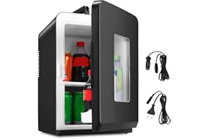 Gimisgu Mini lodówka 2 w 1, 15 l, przenośna, z funkcją chłodzenia i ogrzewania, do kosmetyków i napojów, do pokoju AC/DC, samochodu, na kemping, do biura, czarna