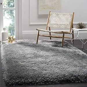 A R Creations Anti Slip Fluffy Fur Plain Shaggy Carpet| Area Rug Made with Polyester and Microfiber for Home, Office, Kitchen, Living Room, Bedroom and Dining Hall (5x7 Feet, Grey