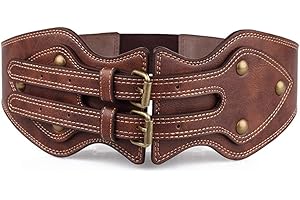 BYFRI Correa ancha de las mujeres con doble hebilla decorativa pretina elástico para damas