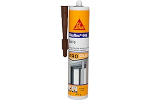 SIKA - Colle de fixation spéciale bois - Sikaflex-146 Bois - Marron - Tous supports bois et maçonnerie - Collage et calfeutrement en intérieur et extérieur - Simple application avec pistolet - 290ml