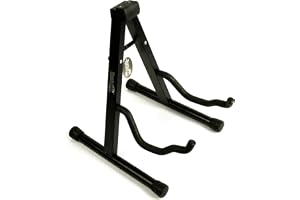 RockJam RJGS01 Gitarrstativ, Svart, 4.83 x 34.8 x 27.94 cm | Stående till A gitarrhållare för akustisk gitarr, elgitarr och b