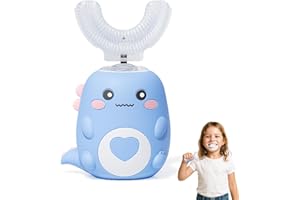 DEEDLITE Minismile Cepillo Niños en U – Cepillo 360 Automático Infantil con Cabezal de Silicona Suave, Fomenta el Cepillado en Niños (Azul oscuro)
