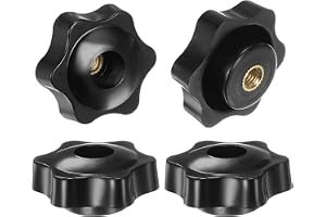 QUARKZMAN 4 st. Stjärnknopp med Invändig Gänga M6, 38 mm Huvud, Plast med Genomgående Hål, Mässingsskruv, Gängade Kompression